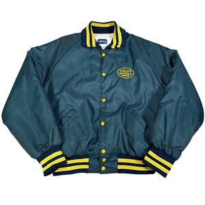 Vintage Holloway Utility Contracting Co Sparta MI Satin Bomber Jacket XXL USA